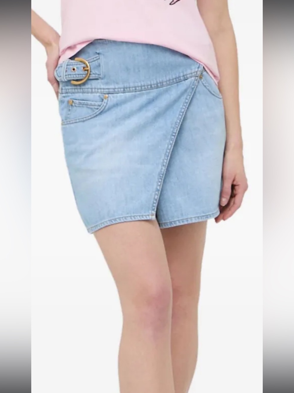 Pinko denim light wash wrap skirt